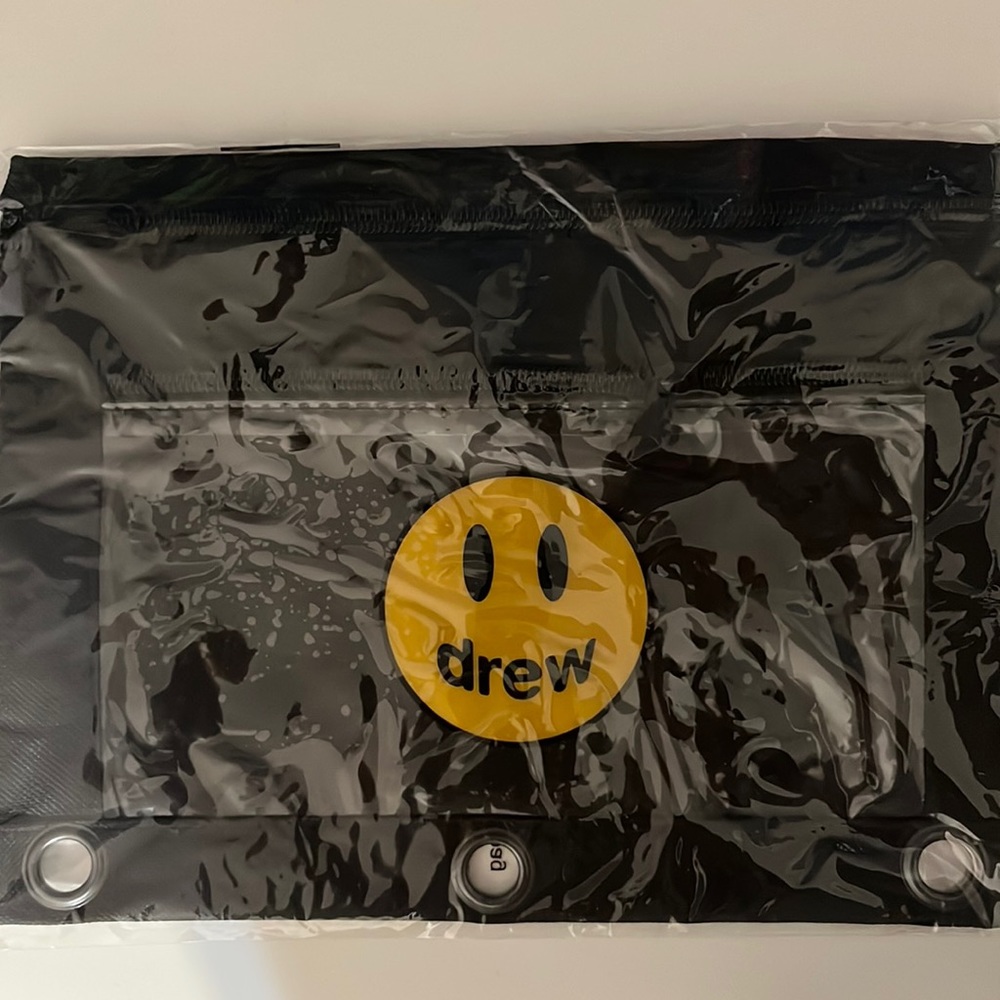Justin beiber /drew house pencil case. Black with yellow logo. 10 x 7.5